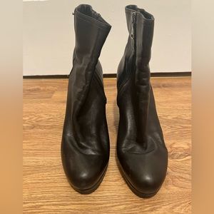 Prada Linea Rossa black wedge booties with tread
